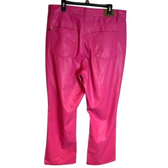 JUDY BLUE Tummy Control Faux Leather Pants Hot Pink Size 20W Straight NWT New - Picture 9 of 16